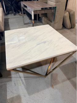 COFFEE TABLE SQUARE GOLD W/MARBLE TOP