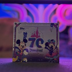 Disneyland 70th Anniversary Topps Hobby Box unopened in hand