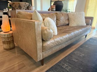 Beige/tan Leather Sofa