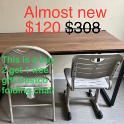 55-Inch Home Office Computer Desk And 2 Adjustable Chairs 