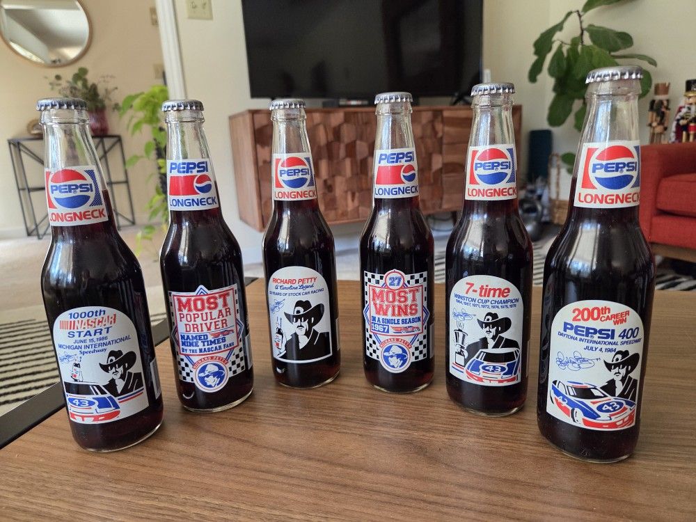 Pepsi Longneck Collectors Bottles Richard Petty Set of 6