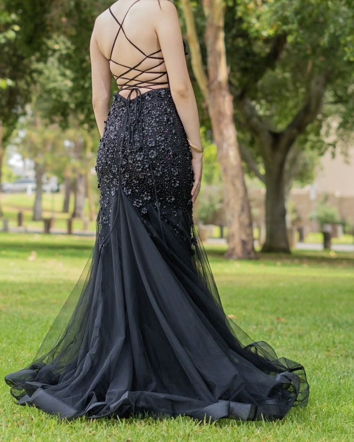 Black Mermaid Style Gown, Size 2, Amelia Couture