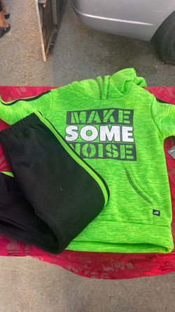 Kids' Green Hoodie and Black Pants Set