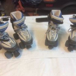 Choice of 2 Pair: Schwinn Roller Skates Quad Wheels Blue Roll GREAT!