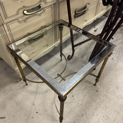 Maison Jansen style brass and glass end table - 23” x 23”