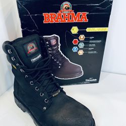 Brahma Black Iron Tough Steel Toe Boots Men’s 12 EW Thinsulate Leather