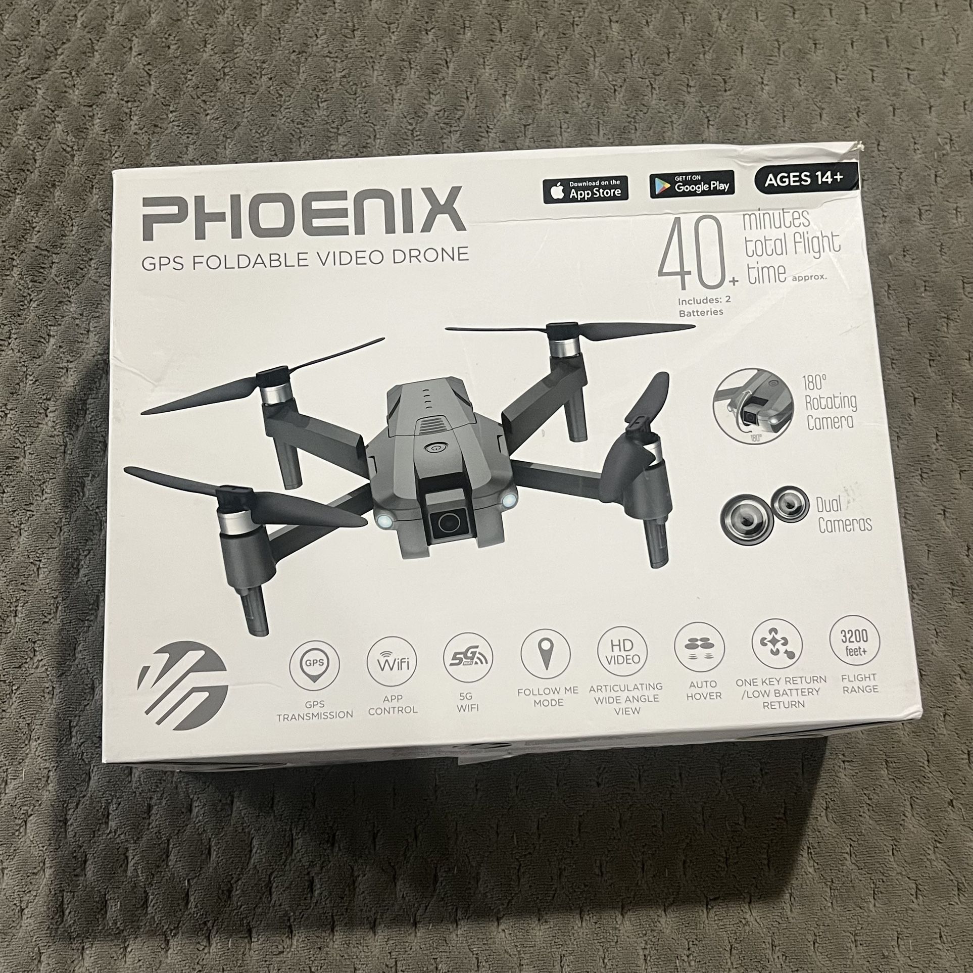 Vivitar -VTI Phoenix Foldable Drone Gray 40 Min Flight