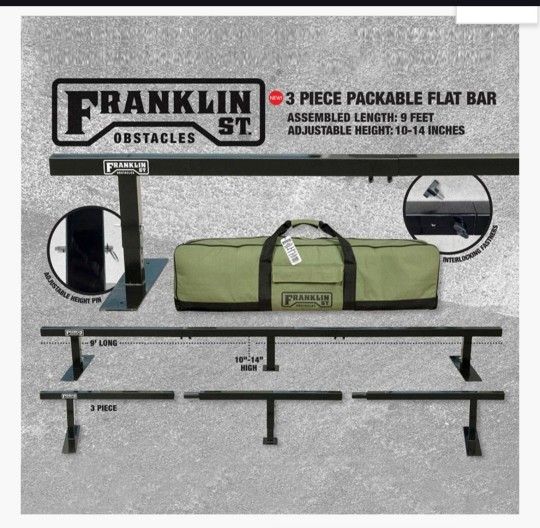 The Franklin St. Obstacles Packable Flat Bar Rail 9' In Black