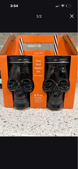 Glass Skull Sippers Set Black