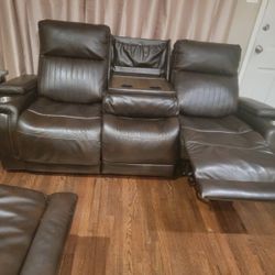 Dark Brown Leather Electric Couches