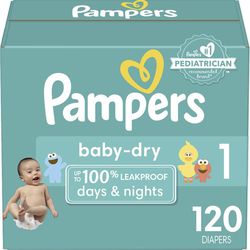Diapers Newborn/Size 1 (8-14 lb), 120 Count - Pampers Baby Dry Disposable Baby Diapers Thumbnail