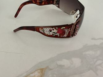 Vintage 1990s Ed Hardly women sunglasses, skulls & roses