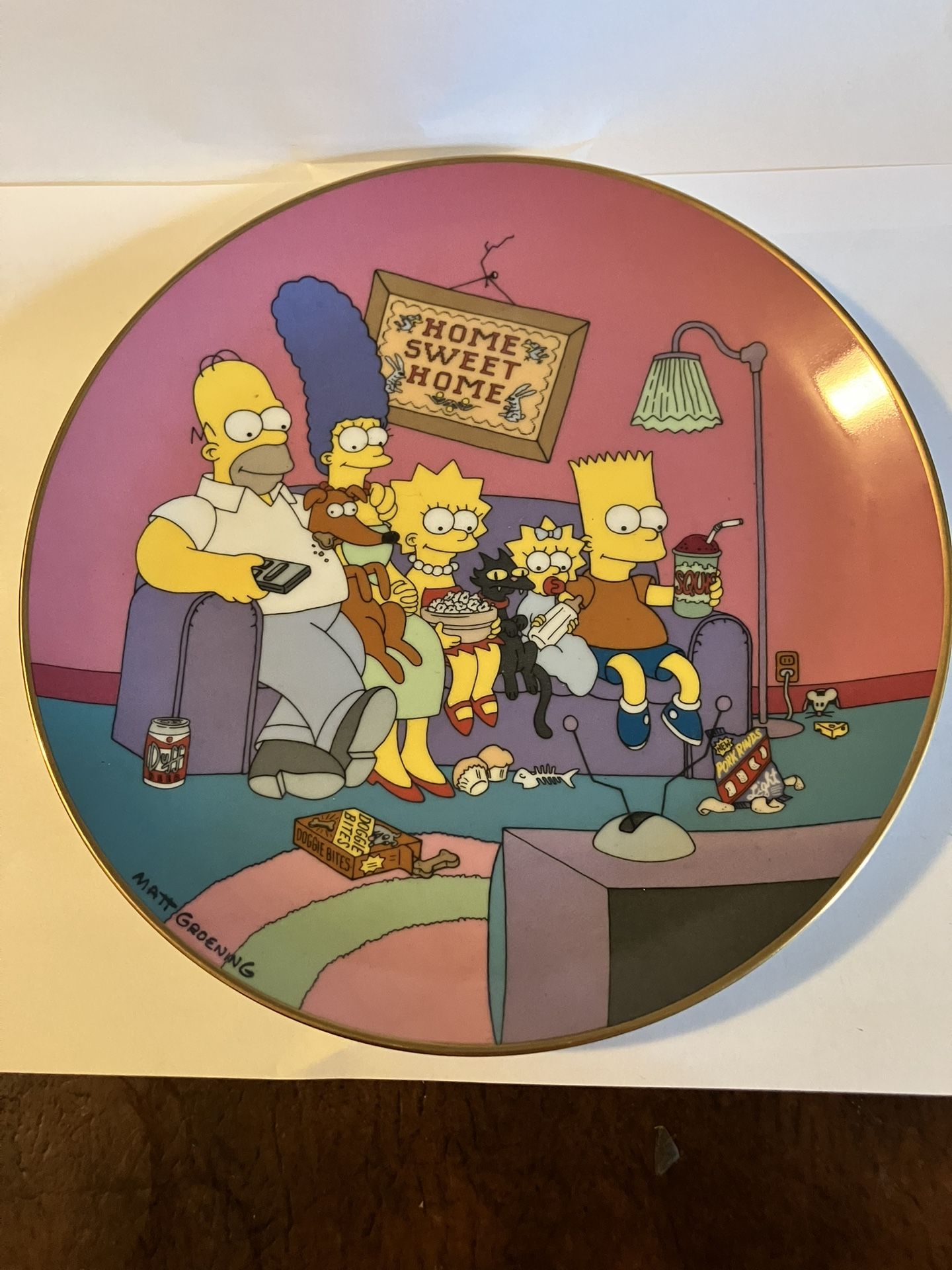 Vintage 1991 "The Simpsons: A Family for the 90's" Franklin Mint Collector Plate, Matt Groening