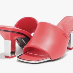 DKNY leather mules with silver heel #heels #redhot #luxury size 6.5 new 