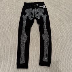 Mnml Rhinestone Skull Jeans  ( Slim Fit )