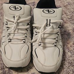 Athletic Works Men's White Memory Foam Low Top Sneakers Lace Up 4E Wide