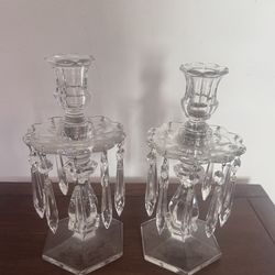 Beautiful Vintage Chrystal 9 ½”  Chandelier Candlesticks