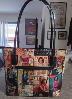 Michelle Obama first Lady glossy magazine print collage handbag purse tote vinyl