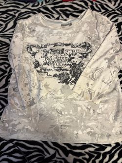 whimsical white grey floral gem quarter sleeve shirt