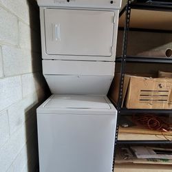 Used Like New Whirlpool 27" Wide Apartment Size Top Load Washer With Agitator And Gas Dryer Laundry Center Stacked Single Unit Stackable 