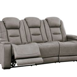 The Man-Den Gray Power Reclining Sofa

