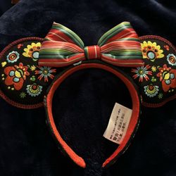 2020 Disney Epcot Mexico World Showcase Minnie Embroidered Ear Headband