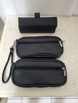 Double Eyeglass Case Soft Leather Case/Dualshine Universal Car Sunglass Holder, Car Sun Visor EyeGlasses Case Holders Leather Sunglasses Clip Storage 
