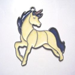 Set Of 2 Hangable Faux Stain Stained Glass Horses