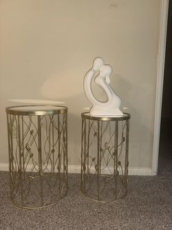 Gold Metal Accent Tables Set of 2
