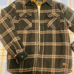 Jachs New York Premium Quilted Flannel Sherpa Slate Gray Brown Wool Blend