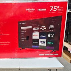 75 Tcltv Smart  4K Hdtv $55 down on financing free delivery six month warranty