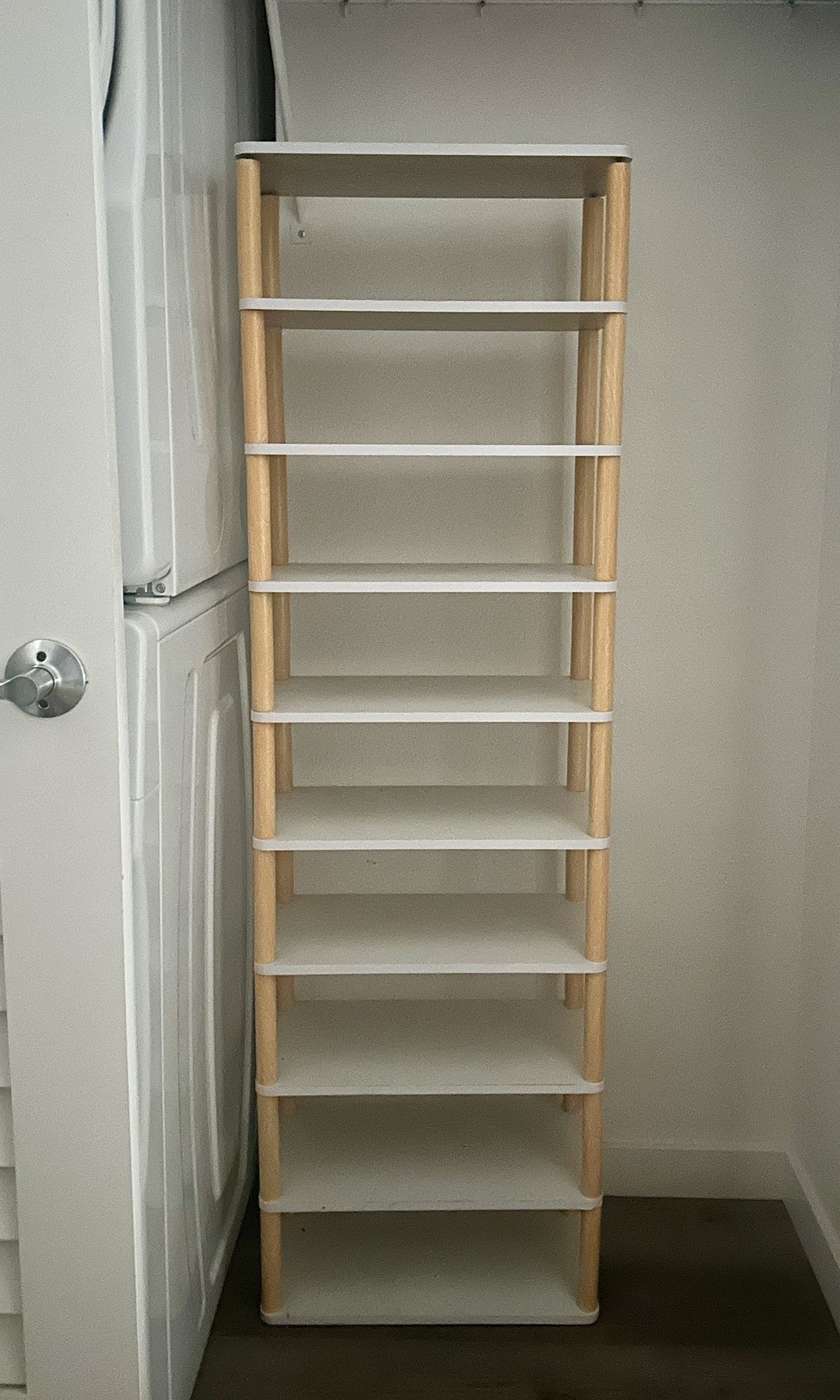 10-Tier Space-Saving Shoe Rack – Warm White, Extended Version (46×26×150 cm)