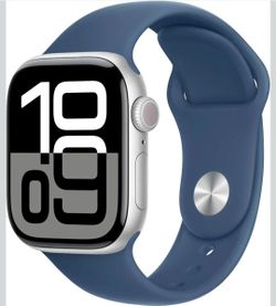 Apple Watch Series 10 [46mm] - Silver Aluminum Case with Denim Sport Band