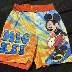 Disney Mickey Mouse on surfboard toddler boys size 2T swim trunks