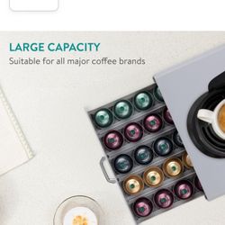 Navarro Coffee Pod Holder Drawer - 50 Capsule Storage Organizer Tray Counter Container - Fits Standard Sizes of Pods and Capsules - 1 Drawer Design … 