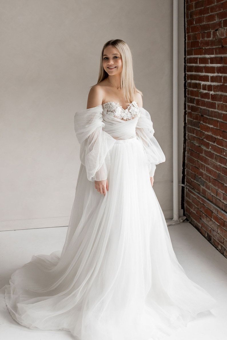 Lace wedding dress, boho bridal dress, beach wedding dress — ARABELLA. A