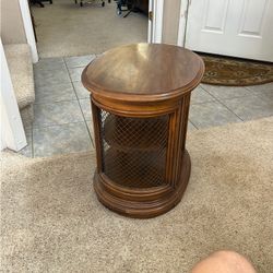 Wooden End Table with Wire Mesh Detail – $30 OBO