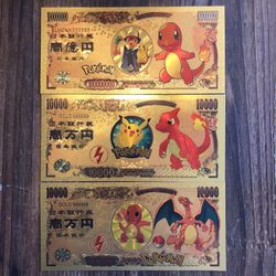 24k Gold Plated Chamander Evolutions Pokemon Banknote