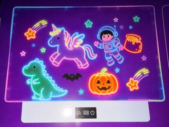 16 Inch LED Drawing Board for Kids with Display, Rechargeable Light Up LCD Writing Tablet with 15H Battery & Stand, 8 Colors 3 Dynamic Modes Glow Ligh