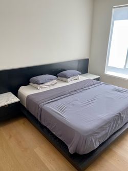 Modern CB2 Black Wood Bed Frame