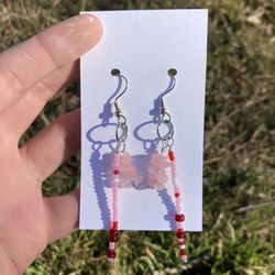 Rose Quartz Crystal Dangle Earrings