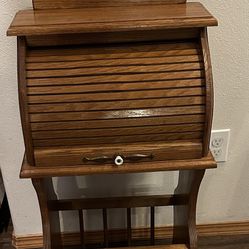 Vintage Oak Roll-Top Organizer/storage 