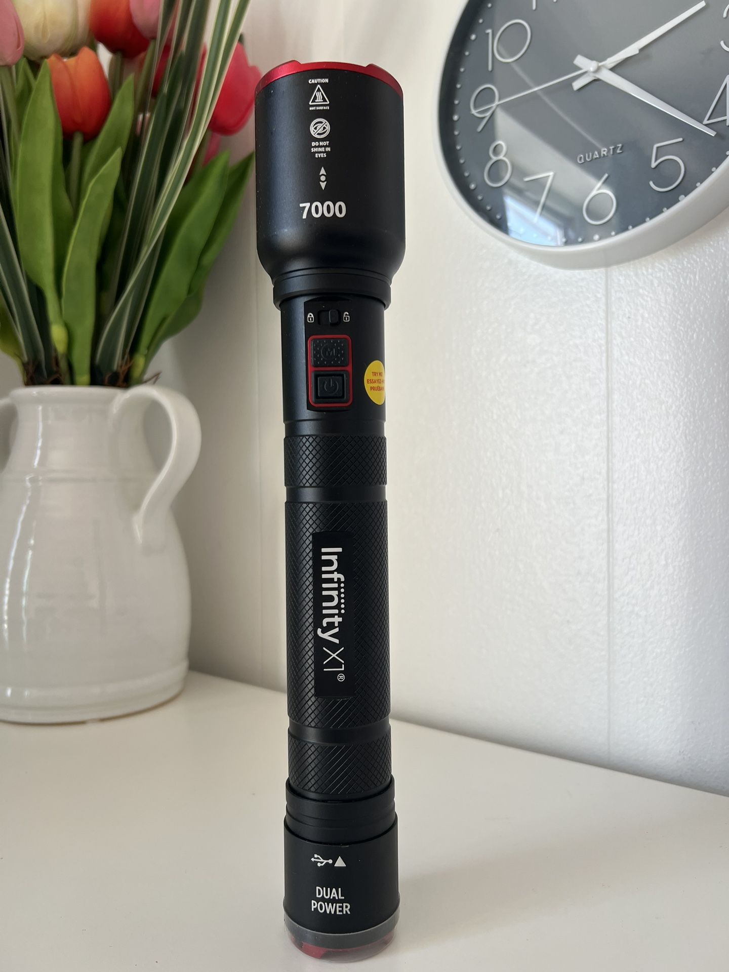 Infinity X1 7000-Lumen Dual Power Rechargeable Flashlight.