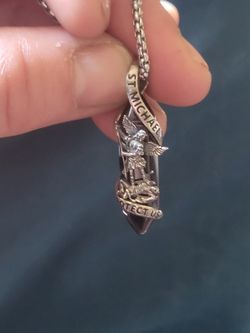 St Michael's Blue Crystal Pendant N Necklace