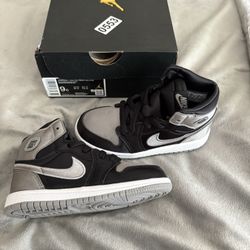 Black And Silver Kid Shoes Jordan 1 9C