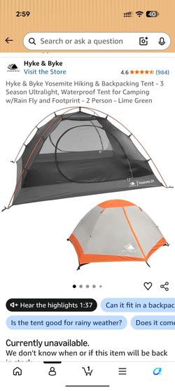 Two person tent