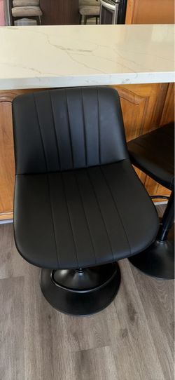 Black Faux Leather Bar Stools Set of 4