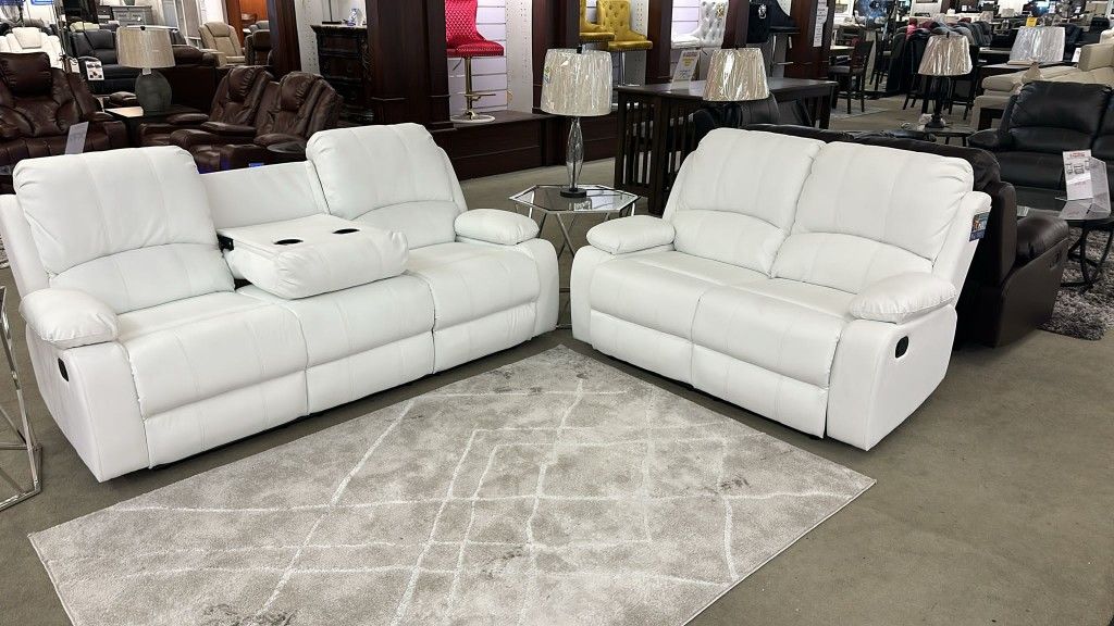 Recliner Sofa And Loveseat ( NEW) Available In Black , White And Gray Color 