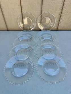Imperial Glass Candlewick Vintage 8" Salad Plates Set of 10 Crystal Color Bead