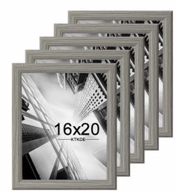 KTKDE 16x20 Picture Frame Set of 5 – Gray Wood